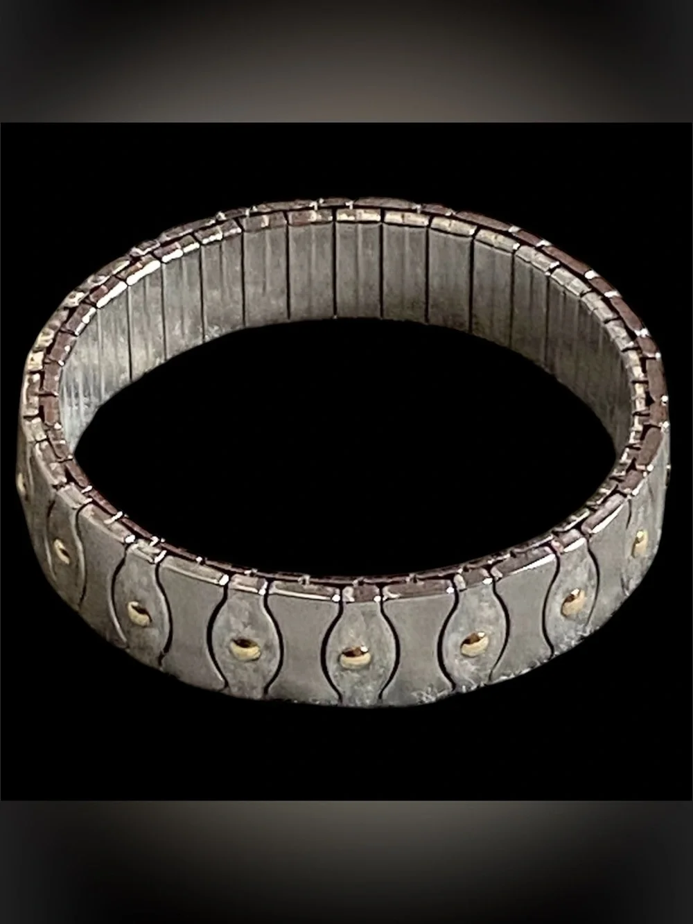 Vintage Milor stainless steel & 18k yellow gold stretch flex unisex bracelet